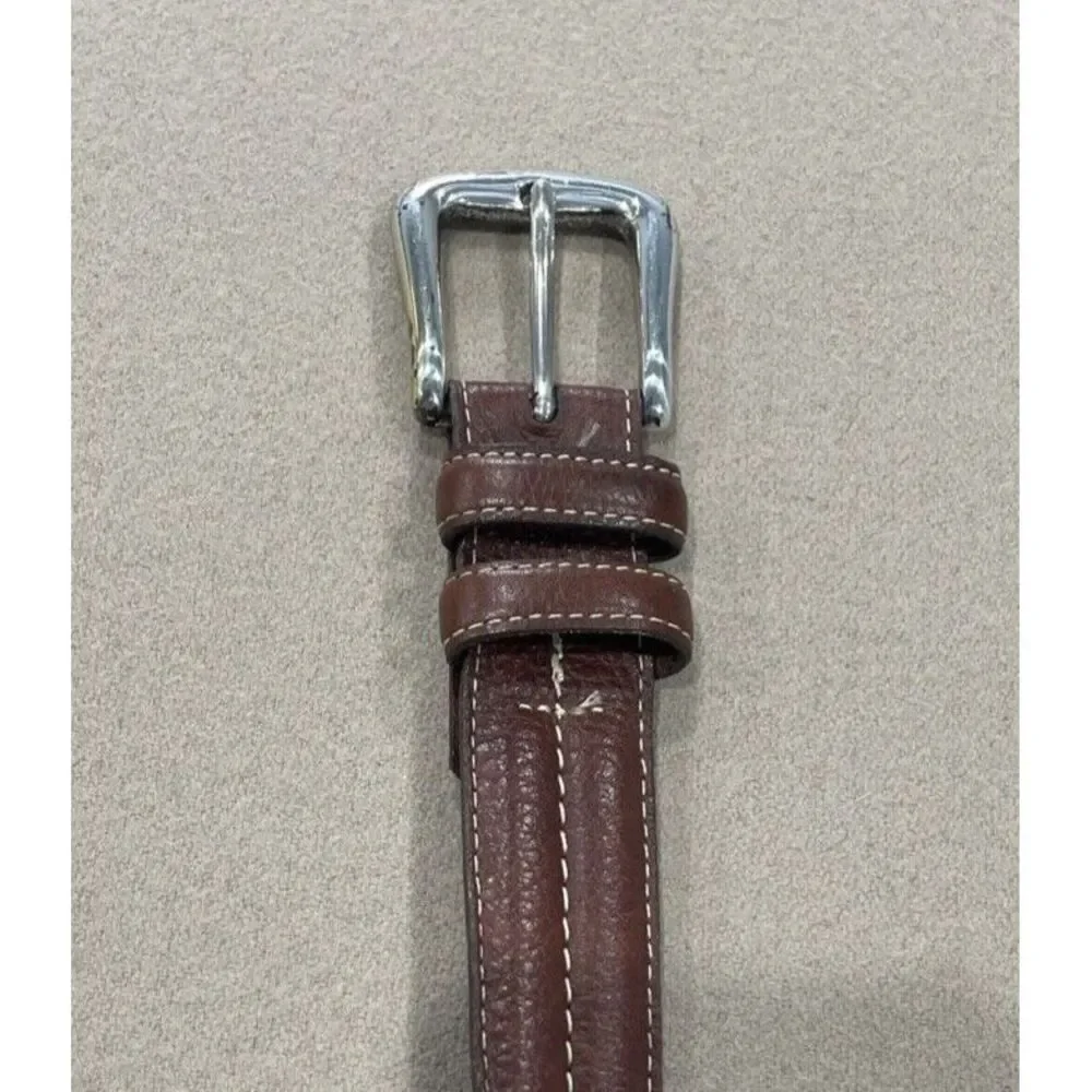 JOHNSTON & MURPHY Aniline Klipskin Shoulders Leather Brown Belt w/Buckle Size 44